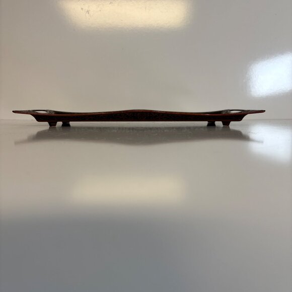 Decorative Turkish Coffee or Tea Serving Tray Metal Footed Ornate Aged Brown - Picture 2 of 8